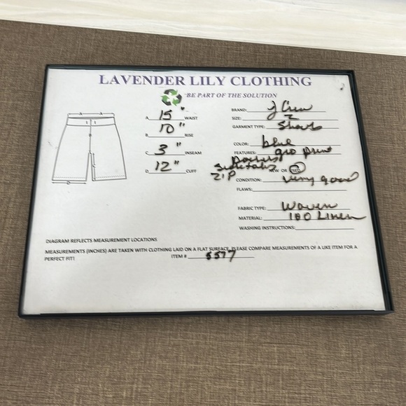 J. Crew 100% Linen Shorts Women's 2 Blue Geometric Print Inseam 3" Pockets Zip - Picture 6 of 11